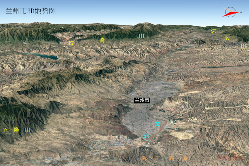 甘肅省14個市州,高清3d地勢圖:蘭州,天水,隴南,定西,武威