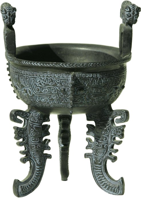 1千克,该器一改鼎足或圆柱,或圆锥状的常形,采用了独特的扁足表现手法