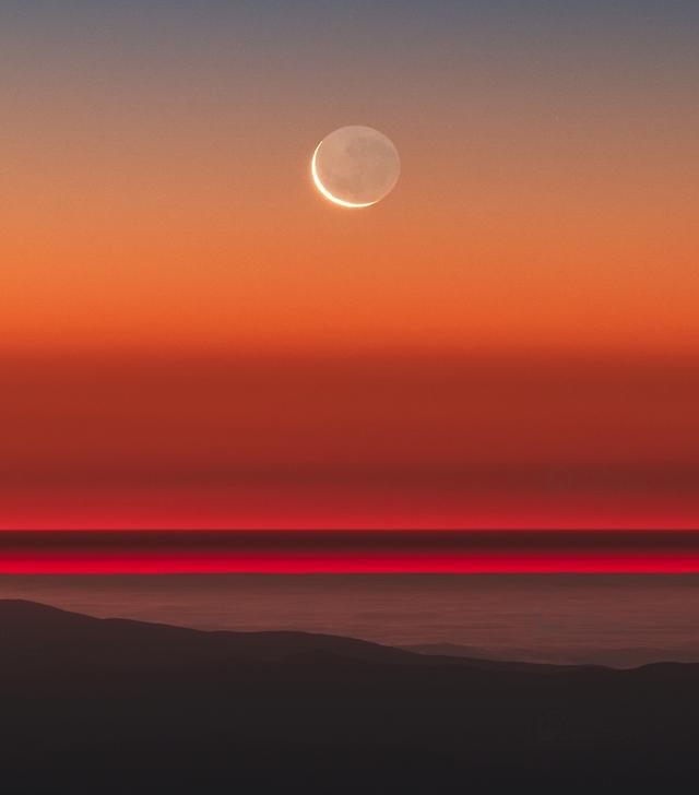 你见过新月抱残月的美景吗