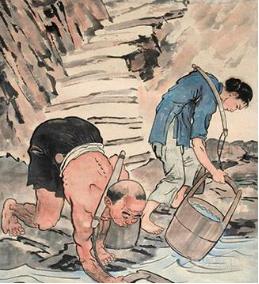 他为重庆的穷人画了一幅挑水的画,后来卖了一亿七千万