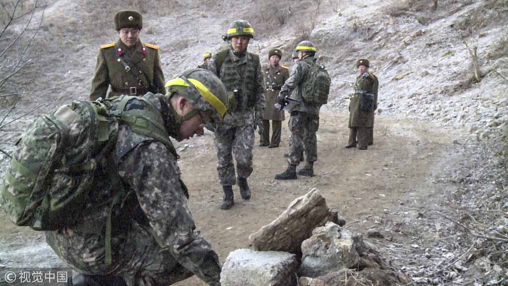 韩朝互检非军事区内哨所拆除情况