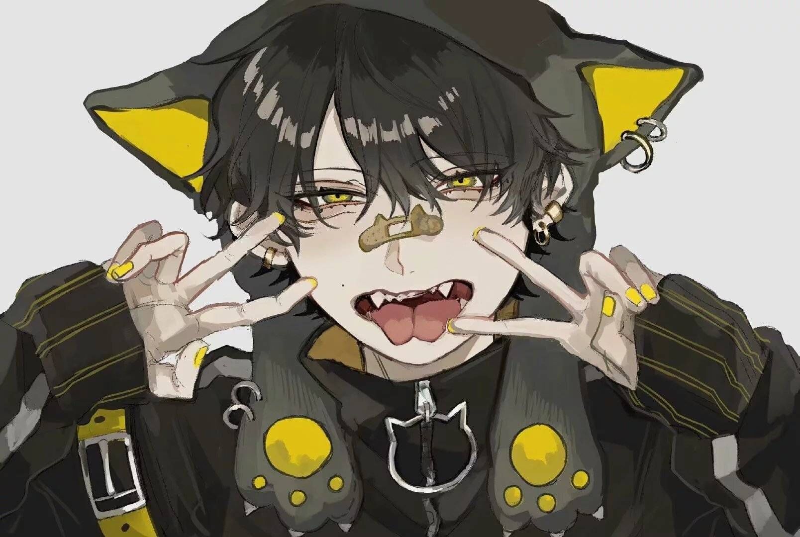 病娇系少年插画,风格诡异又可爱