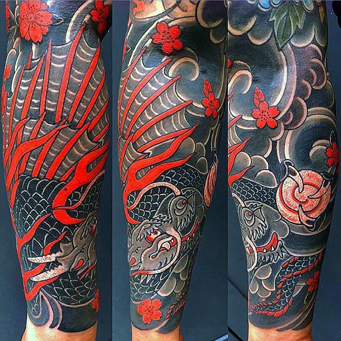 日式老传统纹身 刺青中的老范老炮风格 刺功扎实颜色