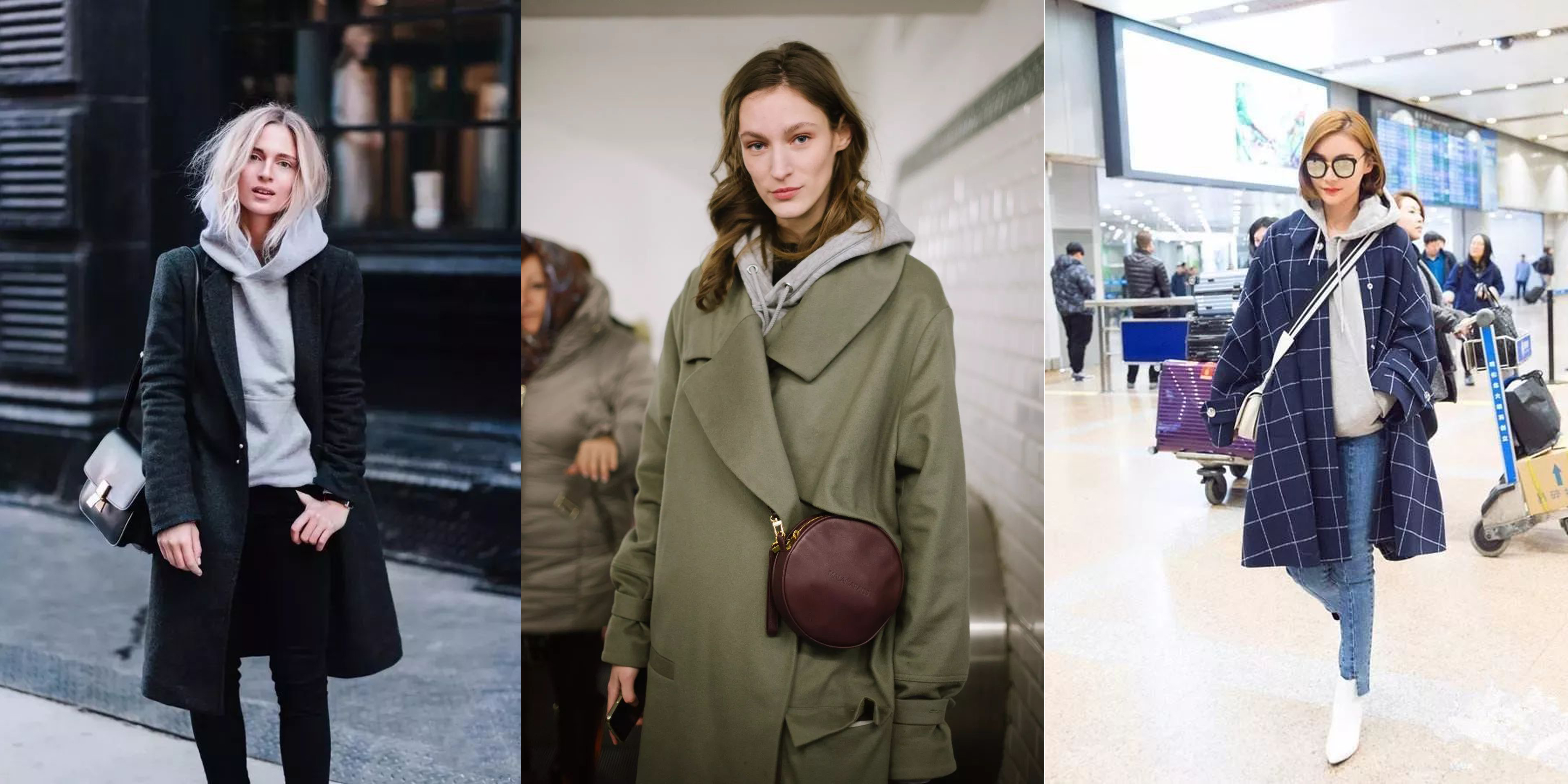 灰色连帽卫衣绝对是上镜率最高的一款了,怎么搭都不会错.