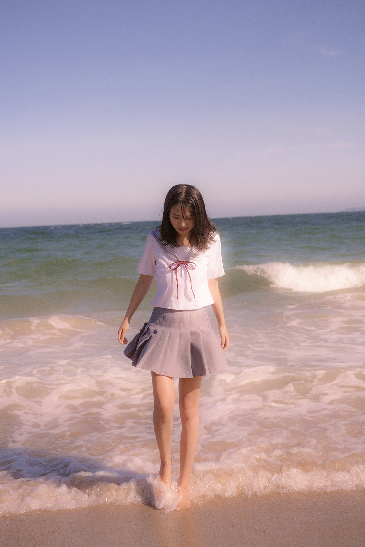 人像摄影 漂亮女水手玩海