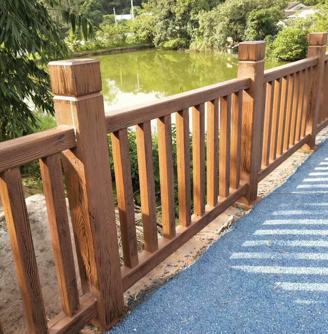 公园景区,河岸河堤河道护岸环境整治工程中仿木护栏不同款式发挥了