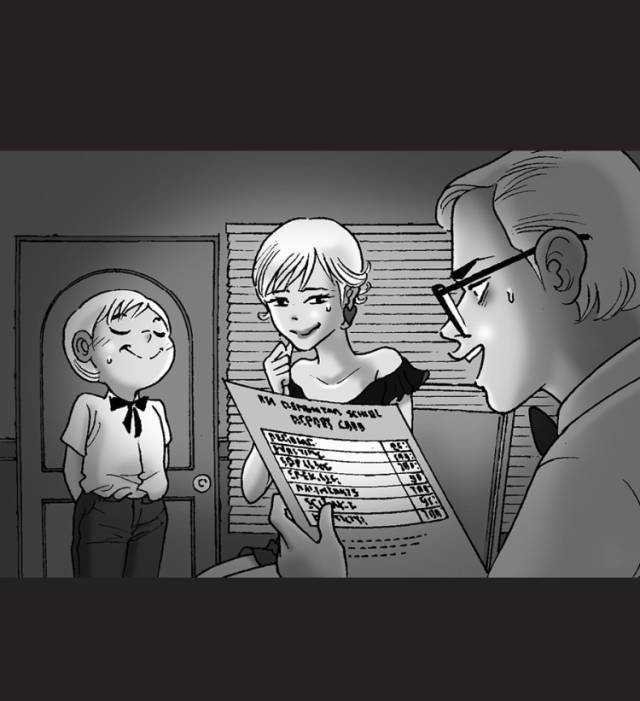 无声漫画:孩子考得不好,妈妈自愿代替孩子接受老师惩罚