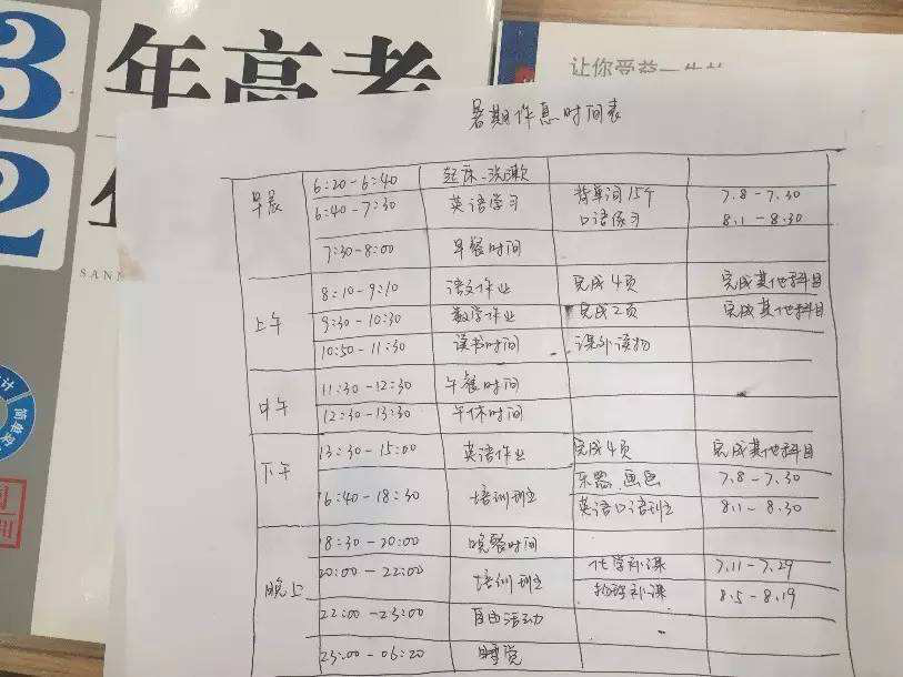 清华学霸是怎么养成的?这3张作息时间表,毛坦的学生也很难做到