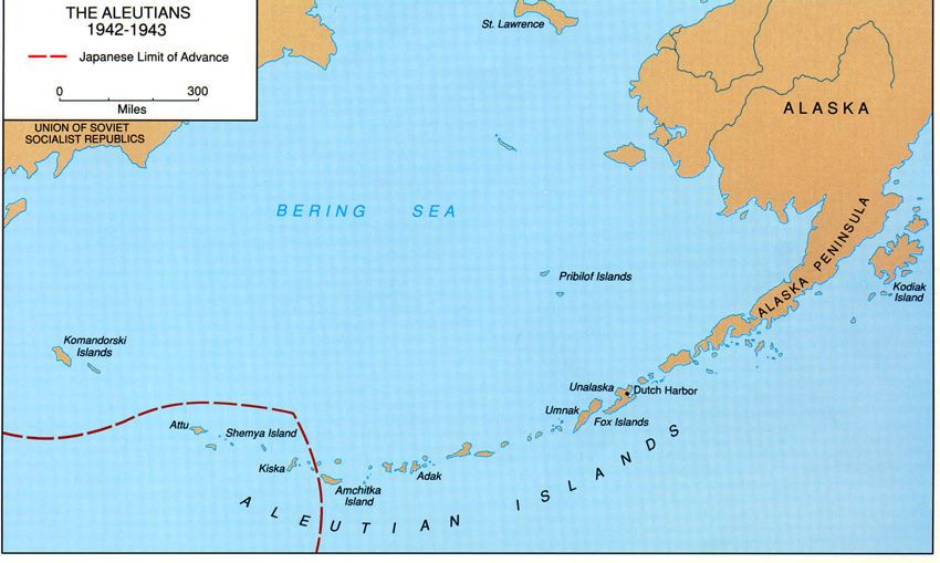历史:阿留申群岛运动,是第二次世界大战期间美国采取的运动!