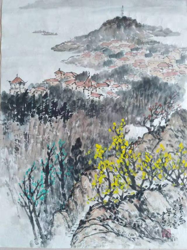 「观象山」花石楼远眺,小青岛写生……宋学亮山水画欣赏
