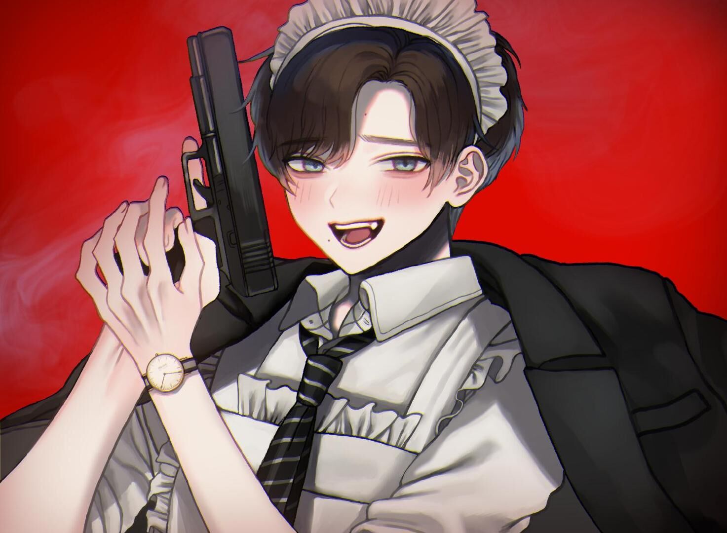 人物绘画,可爱风的病娇小男孩