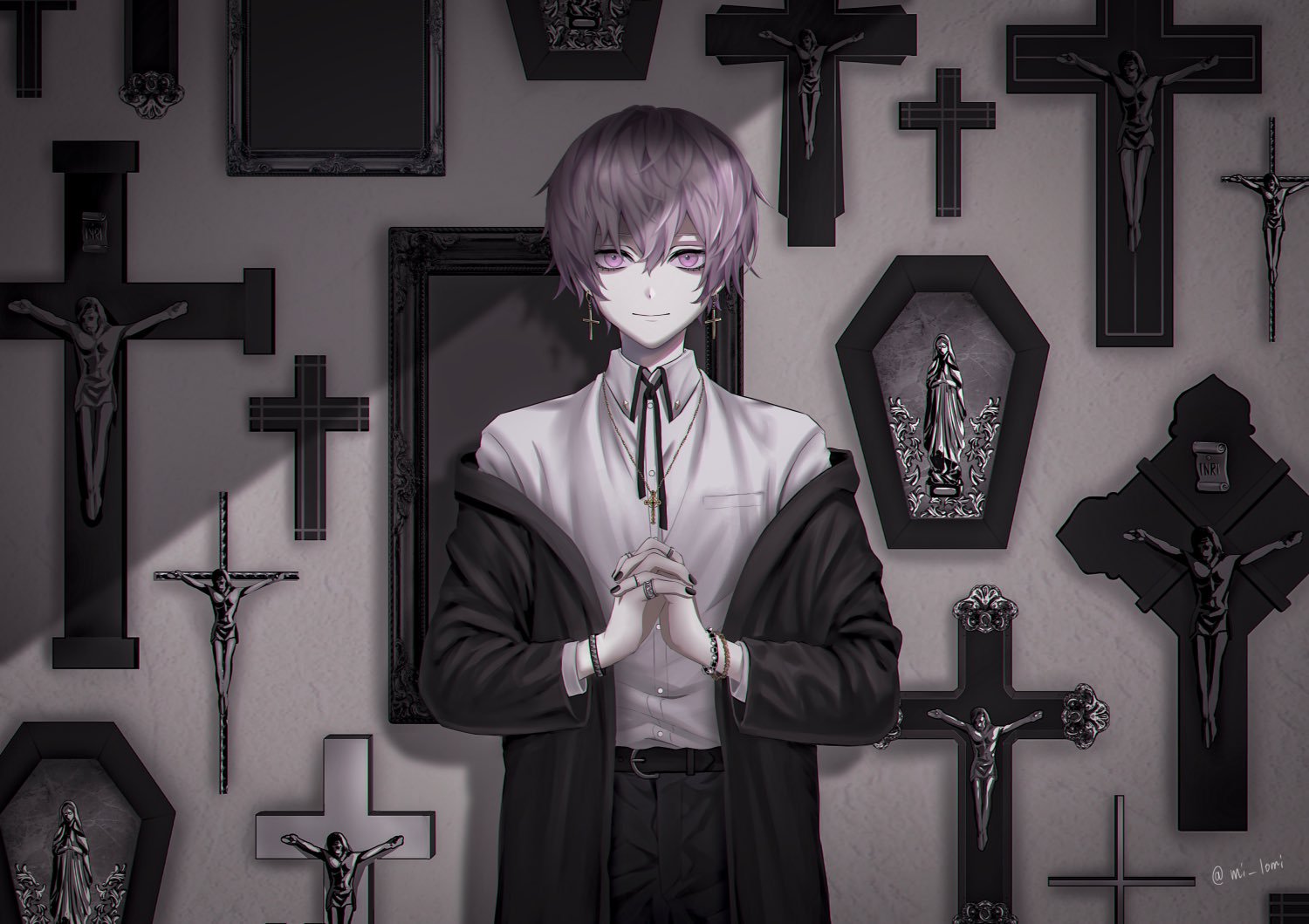 插画欣赏|猫系少年