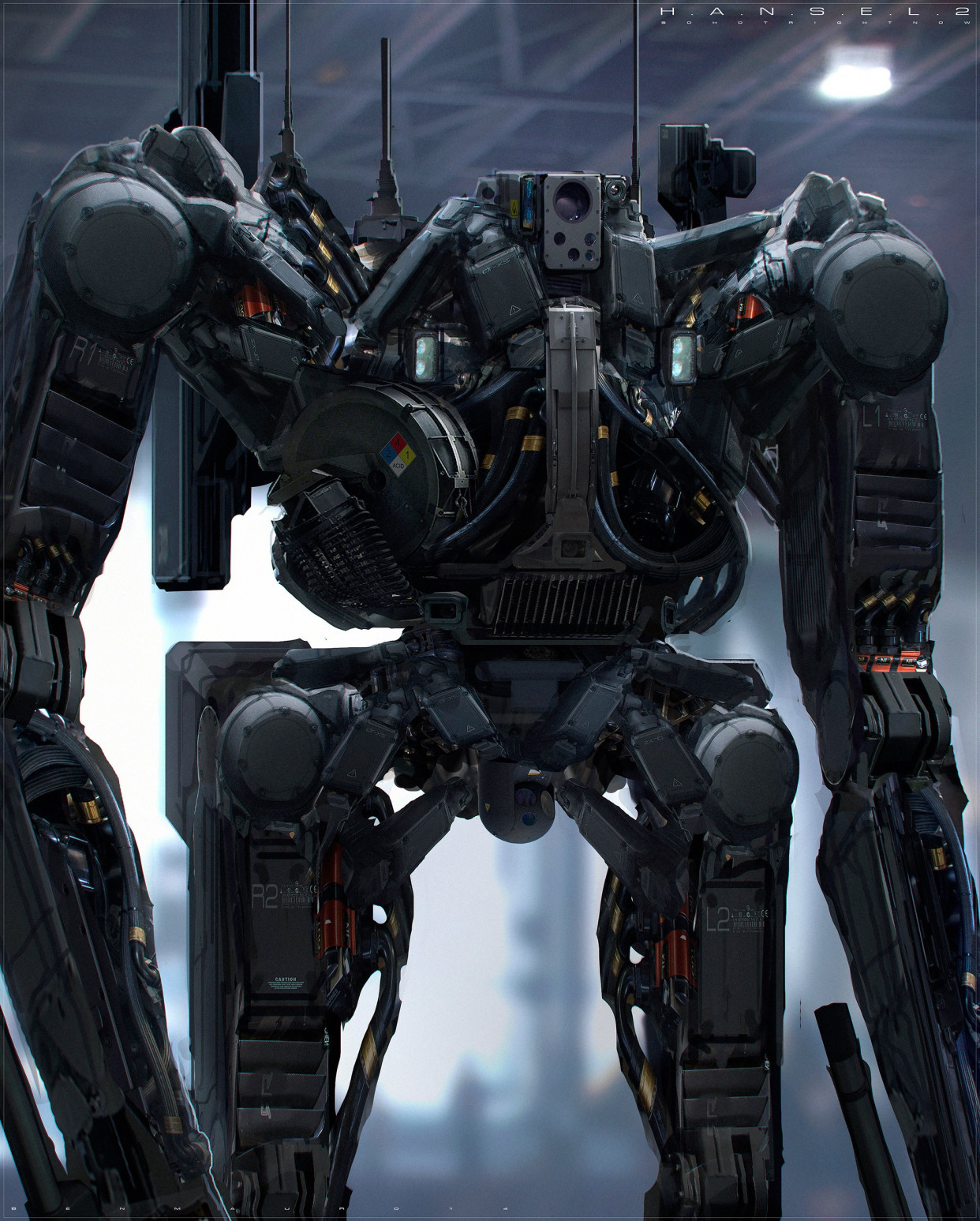 帅气的一组机械机甲插画作品欣赏!很喜欢这种金属构成的特殊美感