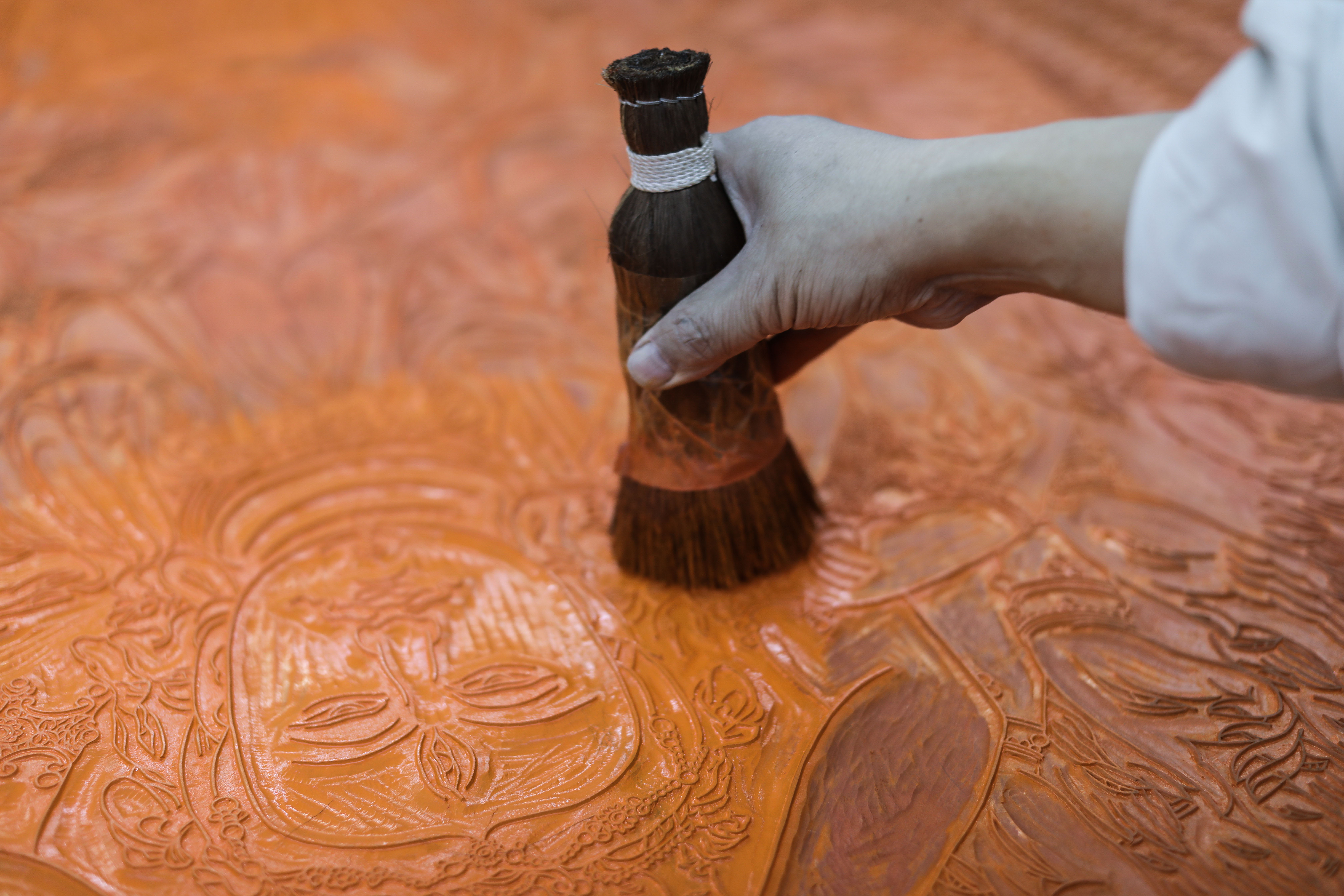 非遗传承——杭州十竹斋木版水印传承人刊印巨幅作品(7)