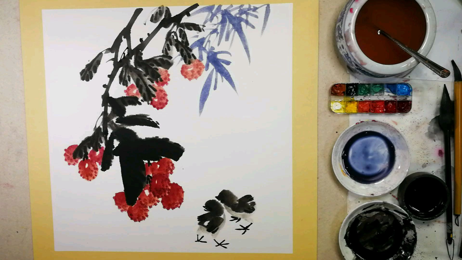 国画普及花鸟集。第九章蔬菜和水果的画法。第九节创作参考1