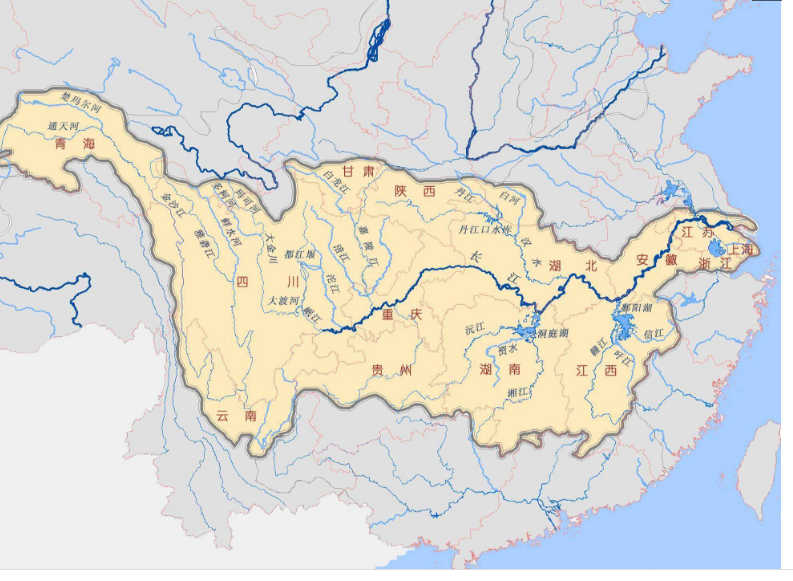 长江流域面积达180万平方公里,约占中国陆地总面积的20%.