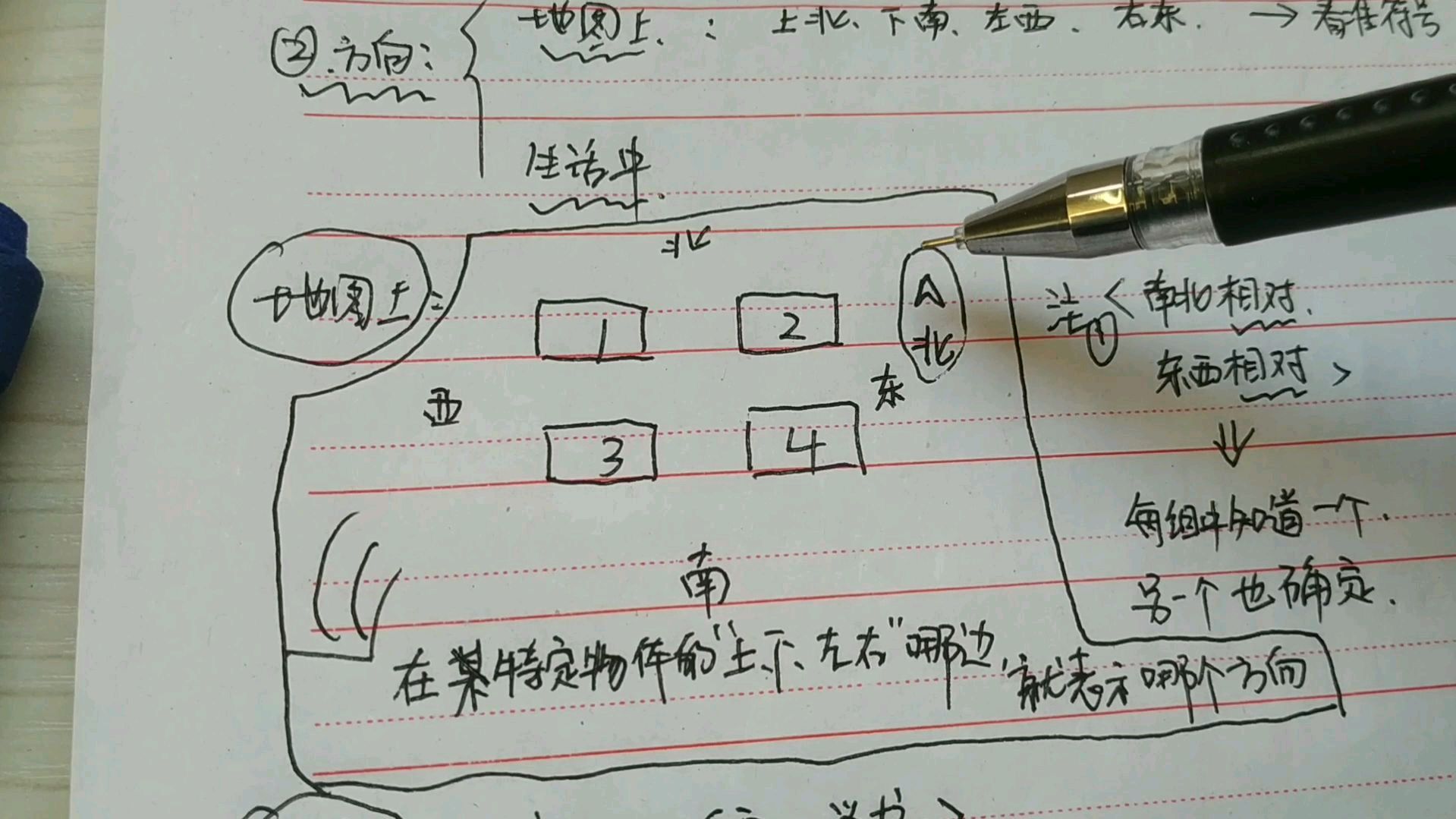 [图]三年级数学下册,位置与方向(一)认识东南西北