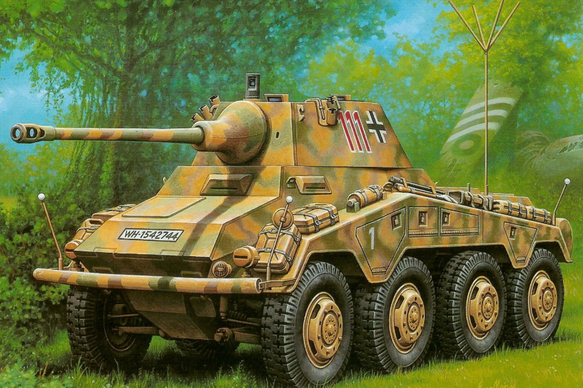 图为sdkfz 247装甲指挥车,重5吨,搭载一台65马力发动机,时速70公里,该