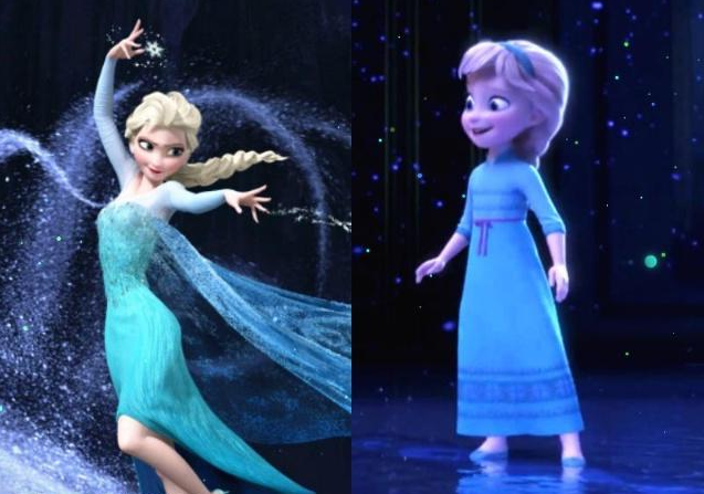迪士尼公主回到童年时,艾莎变身大眼萝莉,乐佩公主从小美到大!