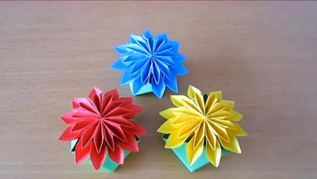 教你用摺紙製作漂亮的立體花朵，摺紙教程！