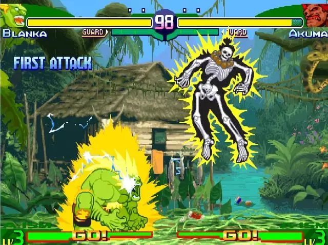 经典街机《街头霸王》青狼电击特效,资深玩家可以看骨骼识人