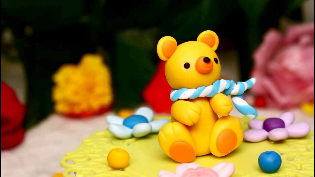 手工:呆萌可爱的软陶小熊,制作步骤简单,小孩儿也能很快学会