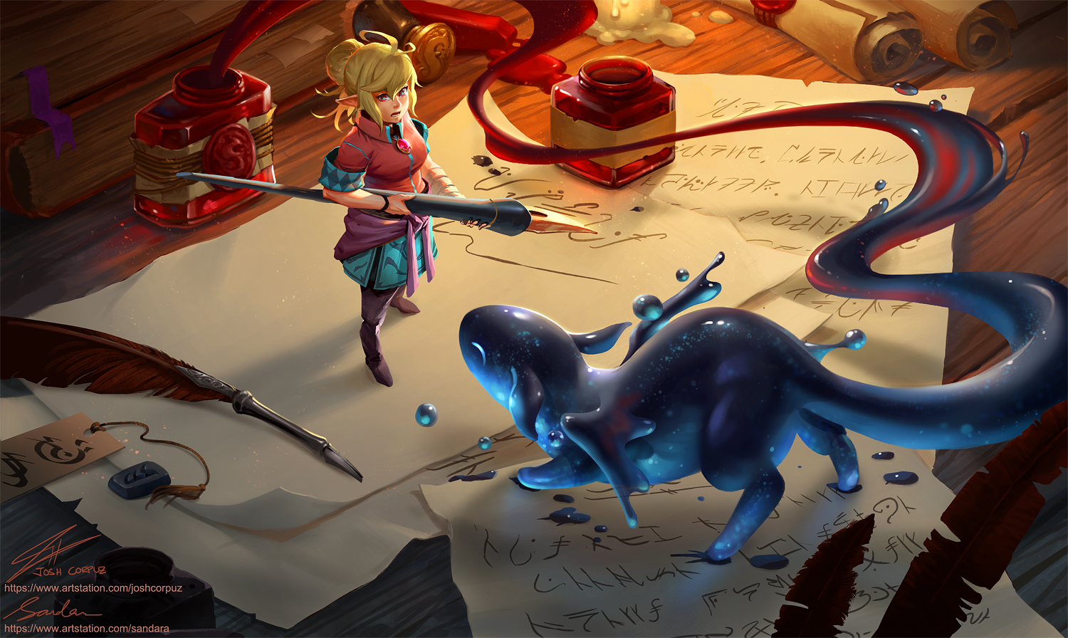 新加坡插画师sandara魔幻题材神兽系列插画