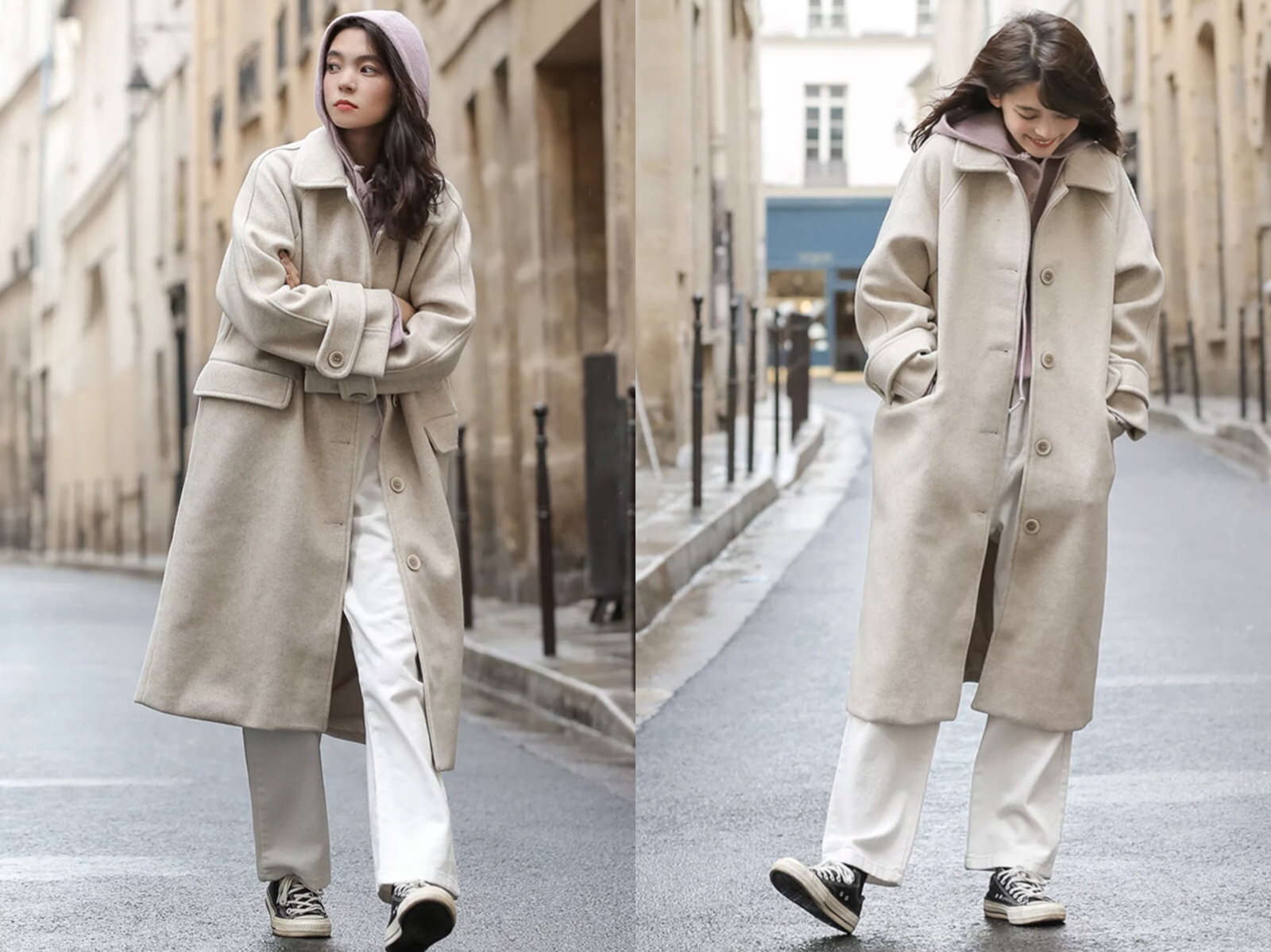 大衣 卫衣 运动鞋,是冬天最时髦搭配,太美了!