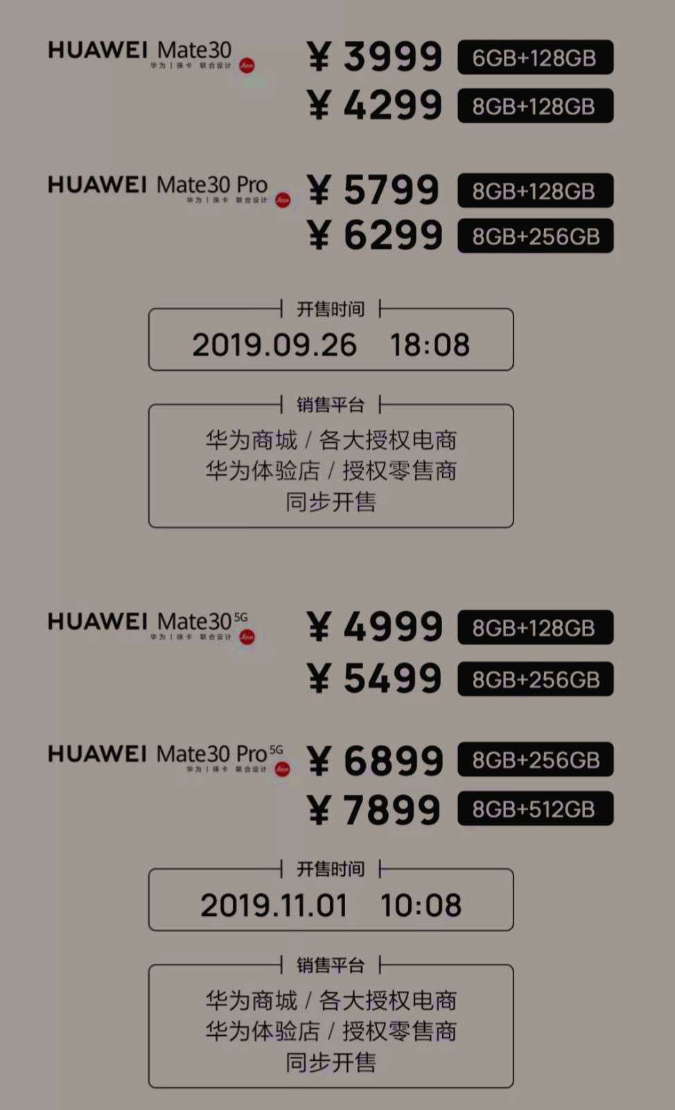 华为mate30系列国行版发布,手机参数再次超越三星,销量稳了