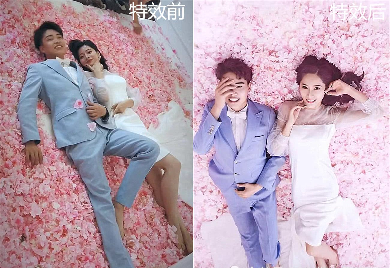 婚纱照p图前vsp图后,轻松摆脱无聊的"人群照",网友:想拍