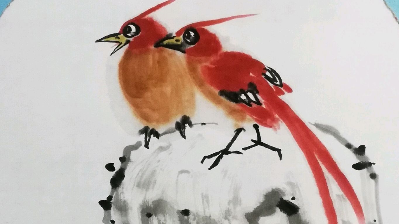 国画寿带鸟的写意画法,步骤明确,简单易学!