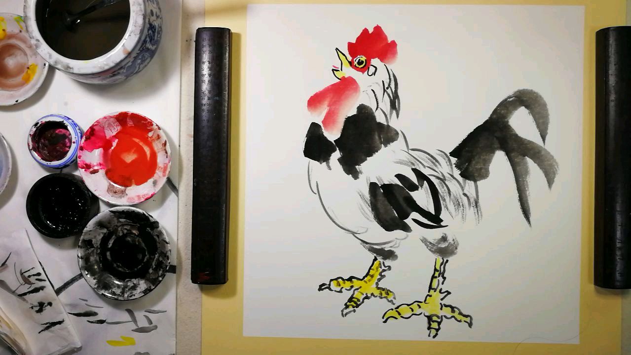 国画入门动物篇零基础教程。第九章公鸡:小品创作画