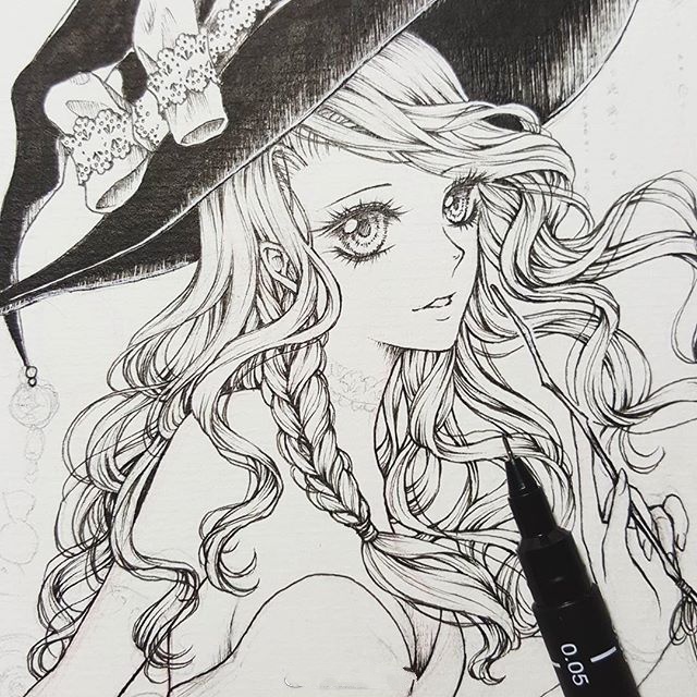 二次元美少女黑白线稿图,缺手绘素材的还不赶紧保存