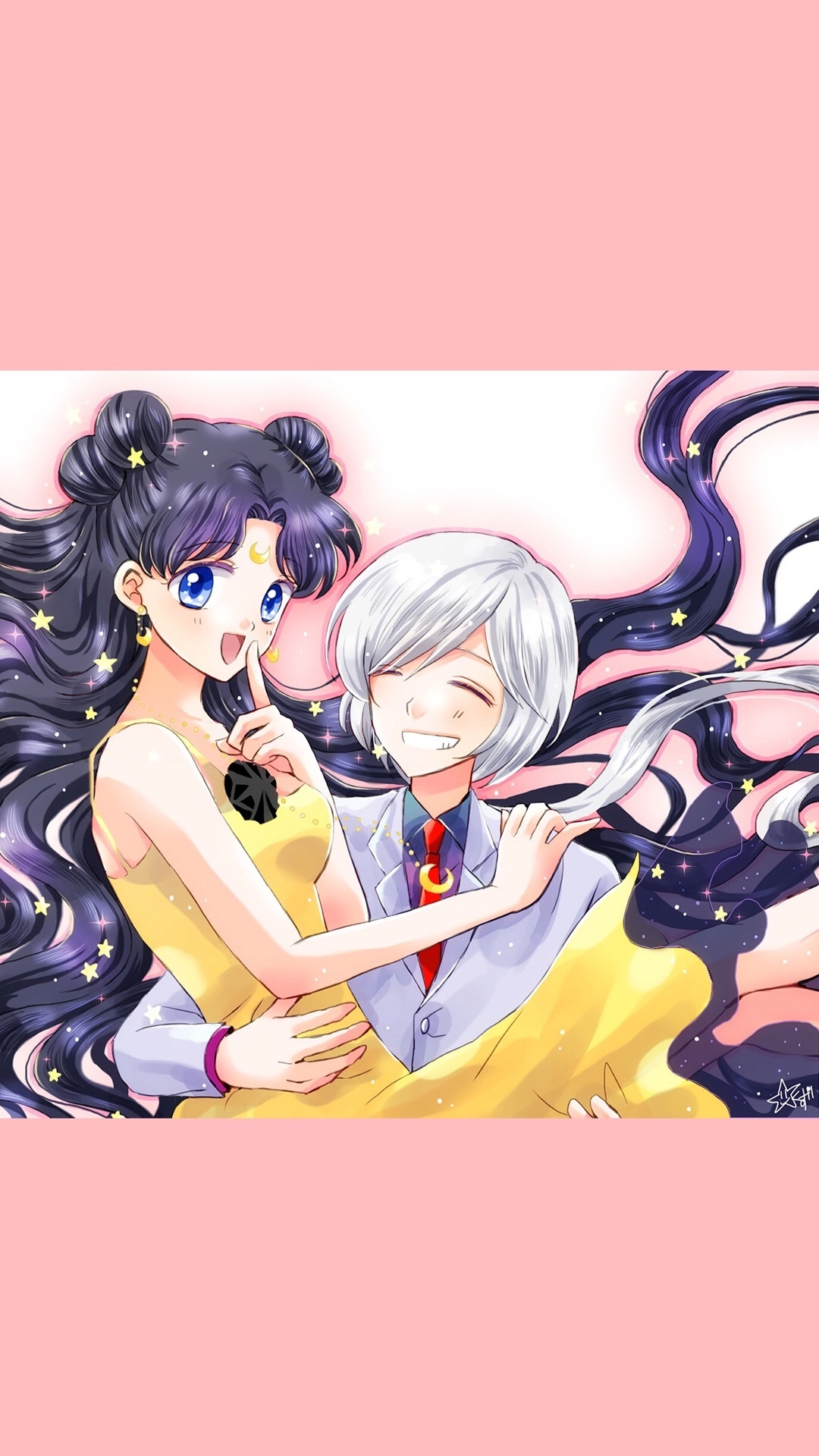 美少女战士:星月爱情壁纸,人类形态的黑猫露娜也非常美丽