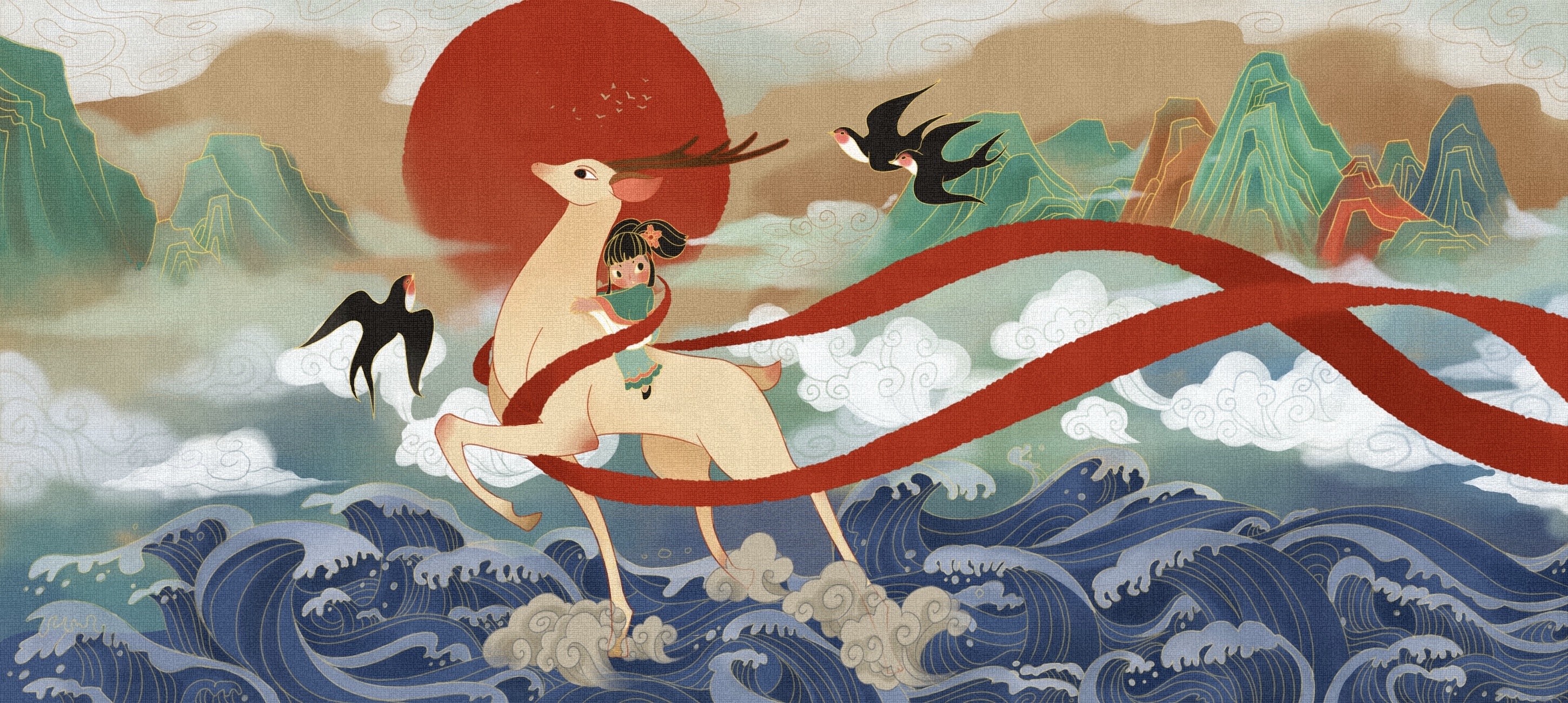 中华世纪坛展流失海外壁画,童年记忆中动画《九色鹿》的东方美学