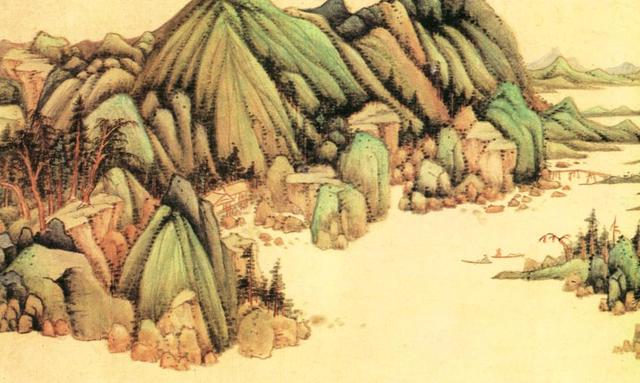 跟随董其昌,追师赵孟頫,黄公望,明朝遗老王鉴的青绿山水图