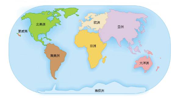 七大洲分布示意图图片