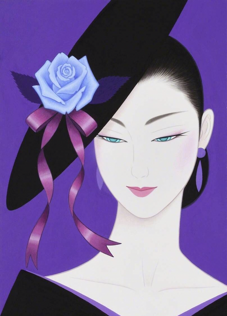 人物绘画,精致的魅力女人,严肃的和服女人