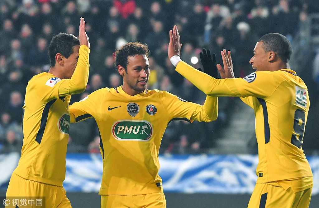 17/18法国杯1/32决赛:雷恩1-6巴黎圣日耳曼