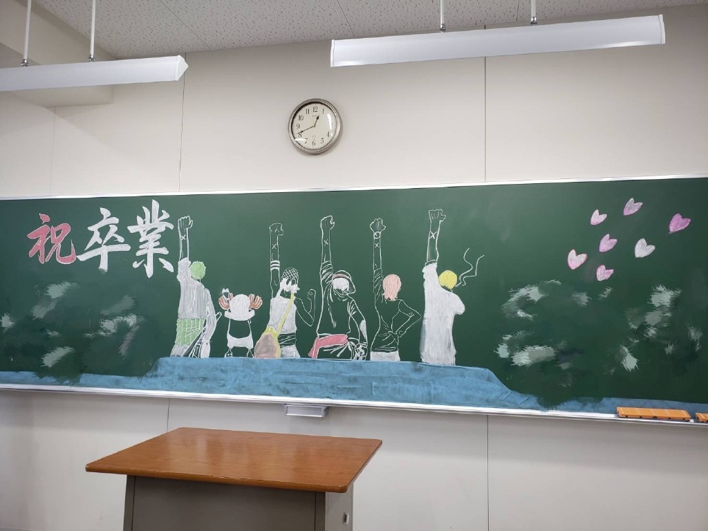 日本学生毕业季黑板报