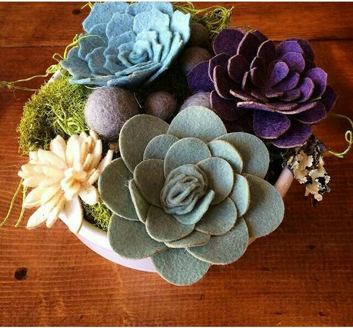 不织布小手工:又简单又好玩,用不织布diy的多肉太漂亮了