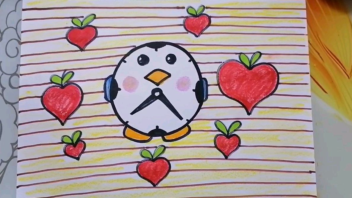 《可爱的小企鹅闹钟》儿童画
