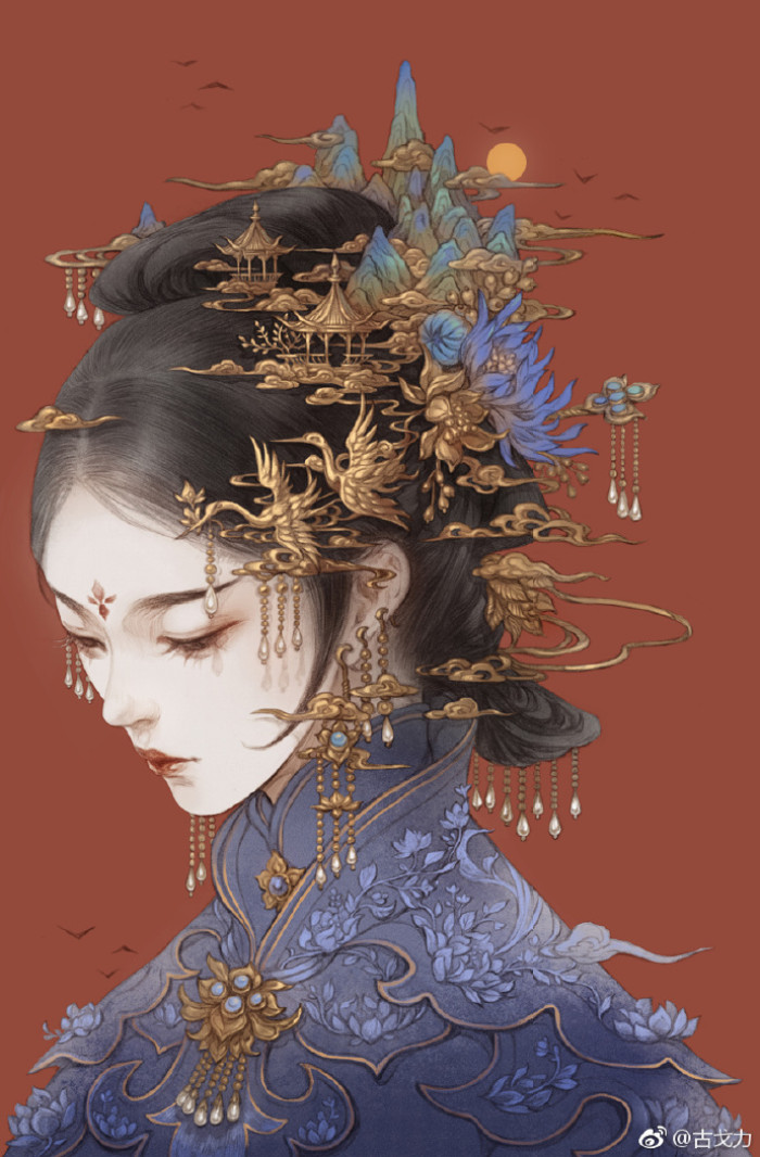 唯美古风壁纸:从别以后,几回梦缥缈,执手若无,泪溅花上