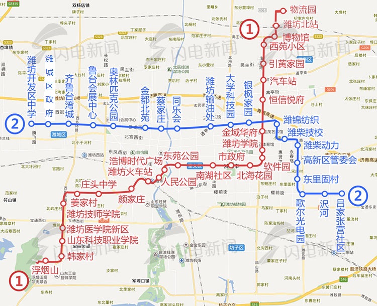 根据此前潍坊市交通运输局发布的潍坊市城市轨道交通线网及近期建设