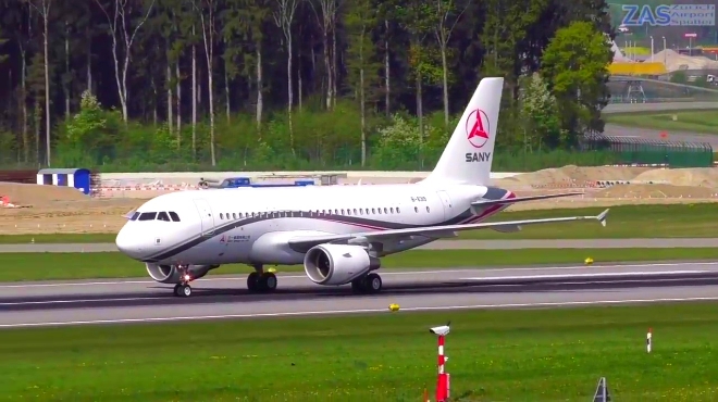 三一重工集团专机空客a319-115(cj)降落在瑞士机场