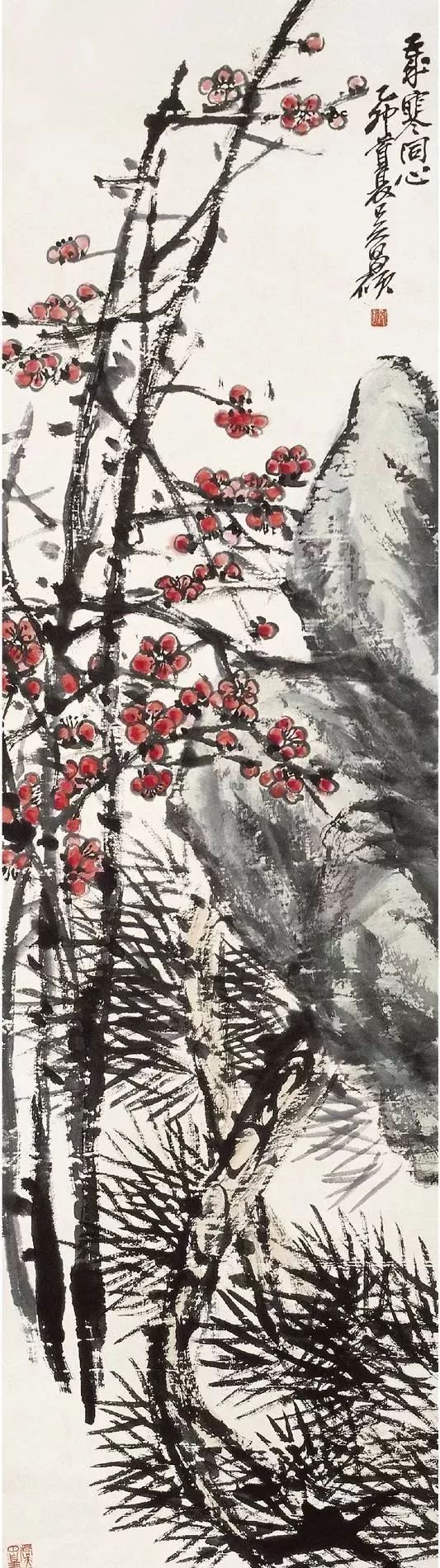 吴昌硕画《松梅》