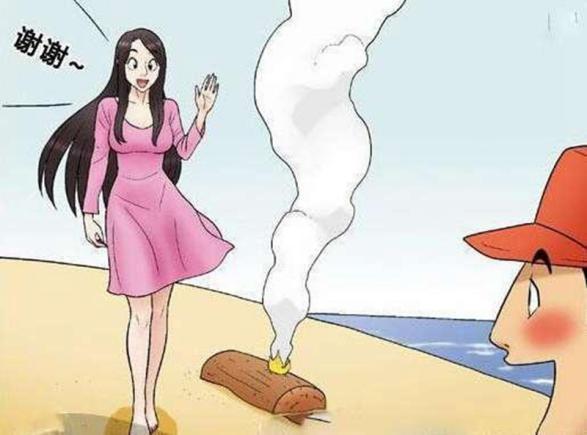 搞笑漫畫:女胖子流落荒島,卻因為木棍變成美女