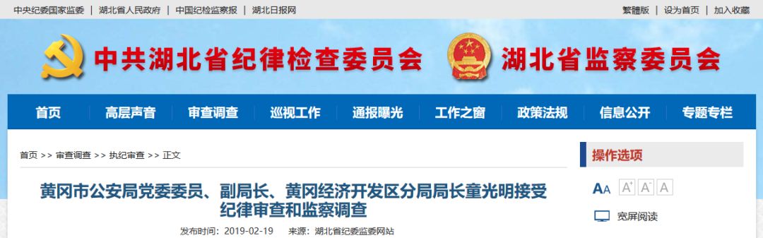 黄冈市公安局副局长童光明被查