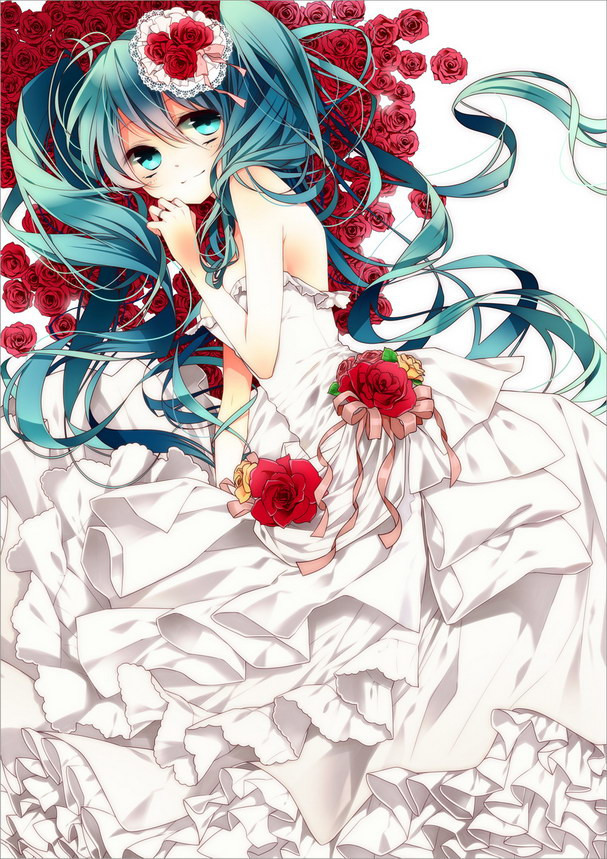 二次元动漫少女初音未来,穿上婚纱の初音太漂亮了(图片来自网络,侵删