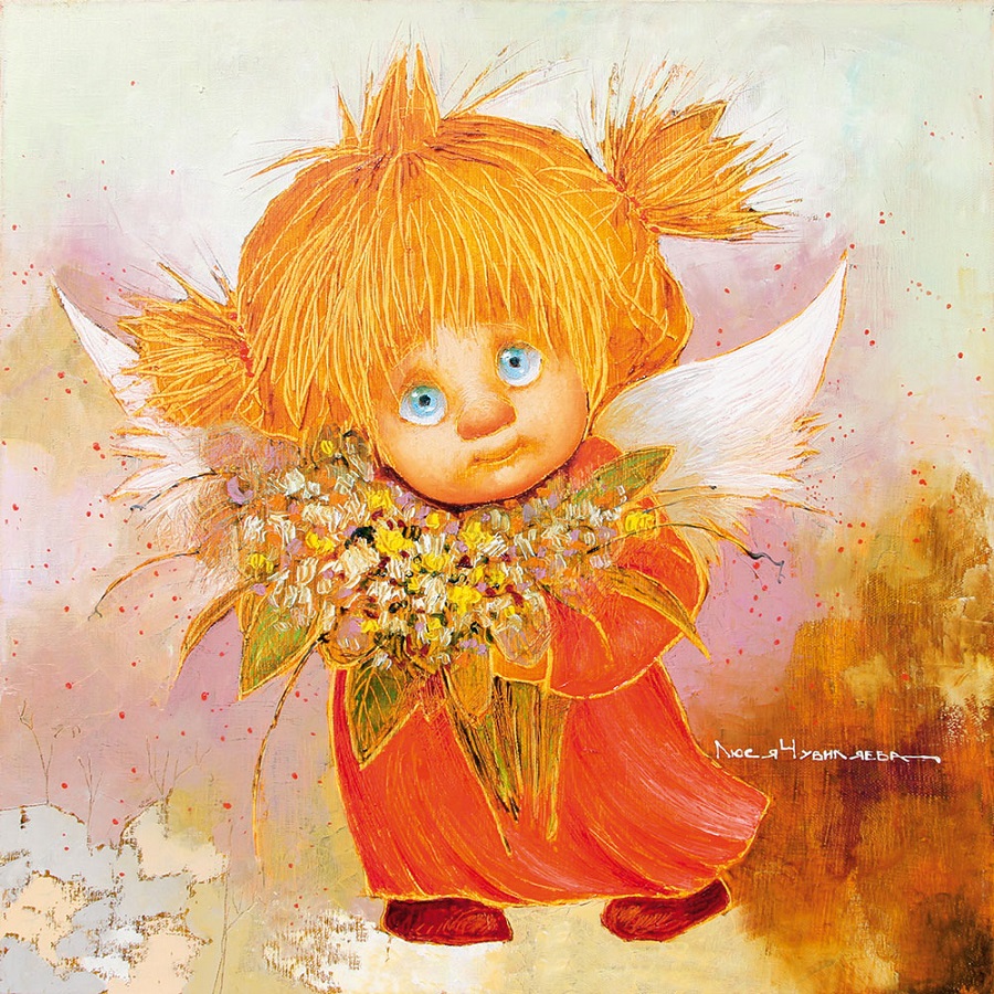 插画:俄罗斯艺术家lucy chuvilyaeva作品-温暖可爱的太阳天使